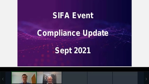 SIFA Member Meetings September 2021 - Compliance Update