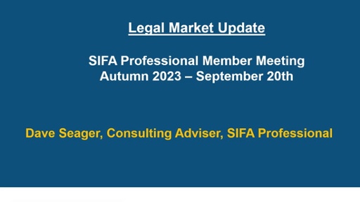 Legal Market Update 20/09/23 with Dave Seager